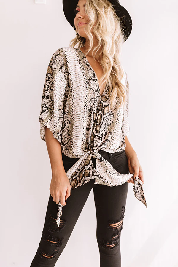 Gorgeous Grand Entrance Snake Print Tie Top - Image 2