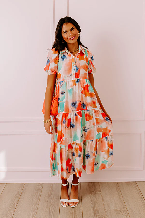 Graceful Moment Floral Midi in Coral - Image 5