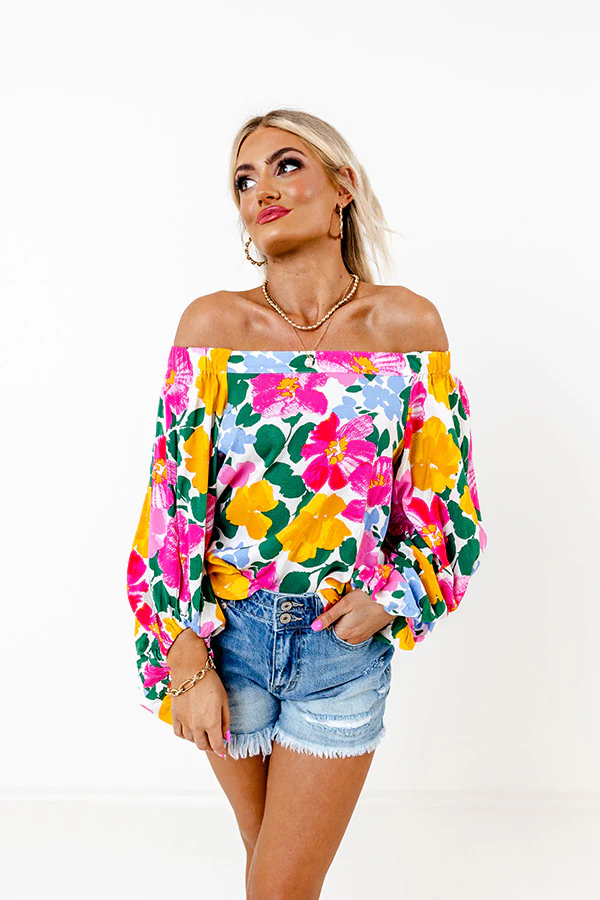 Gramercy Garden Off Shoulder Top in Pink - Image 2