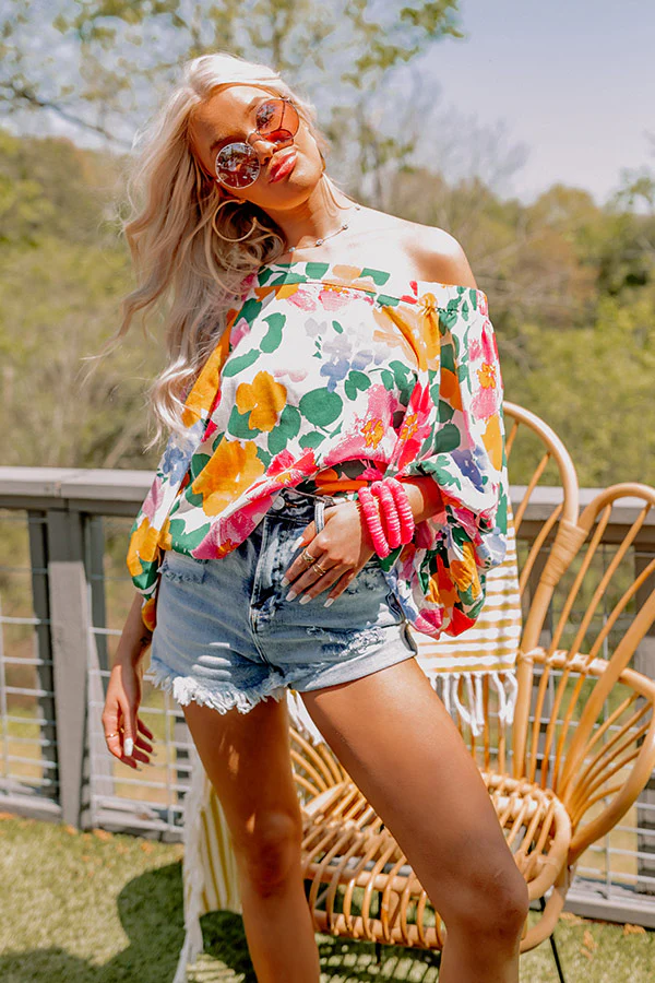Gramercy Garden Off Shoulder Top in Pink - Image 6