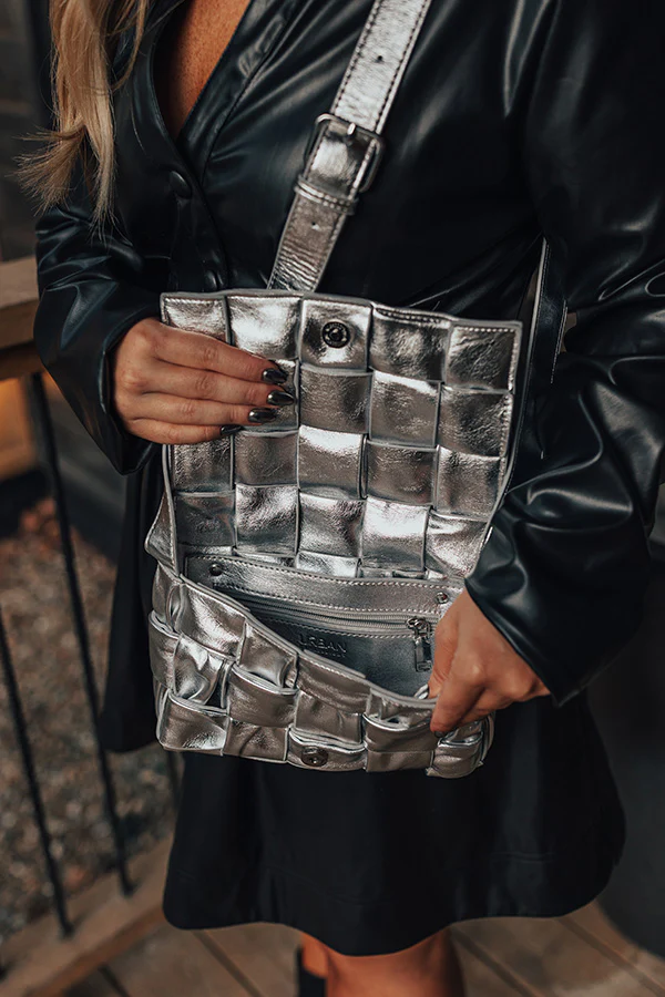 Guest To Impress Faux Leather Crossbody In Silver - Image 2