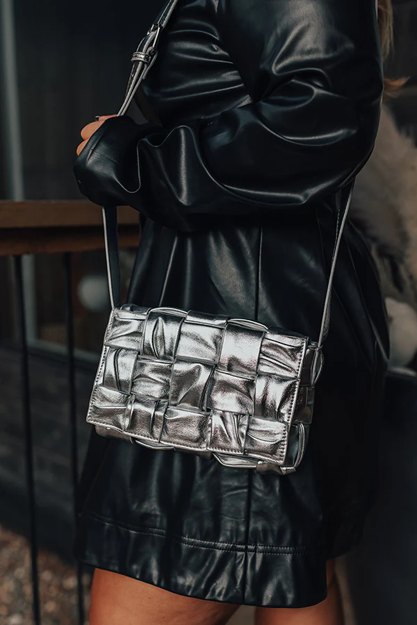 Guest To Impress Faux Leather Crossbody In Silver - Image 3