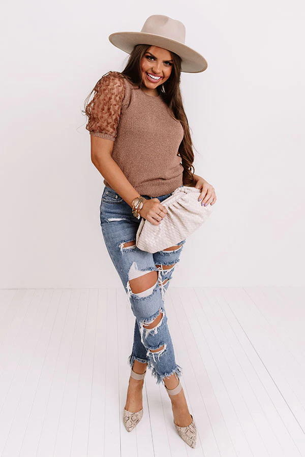 Half Past Noon Knit Top In Mocha