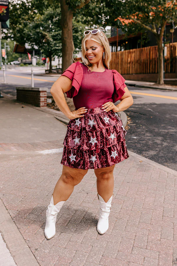 Halftime Happy Hour Bodysuit In Maroon Curves - Image 3