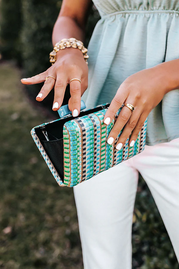 Hammock Swings Woven Clutch In Blue - Image 3