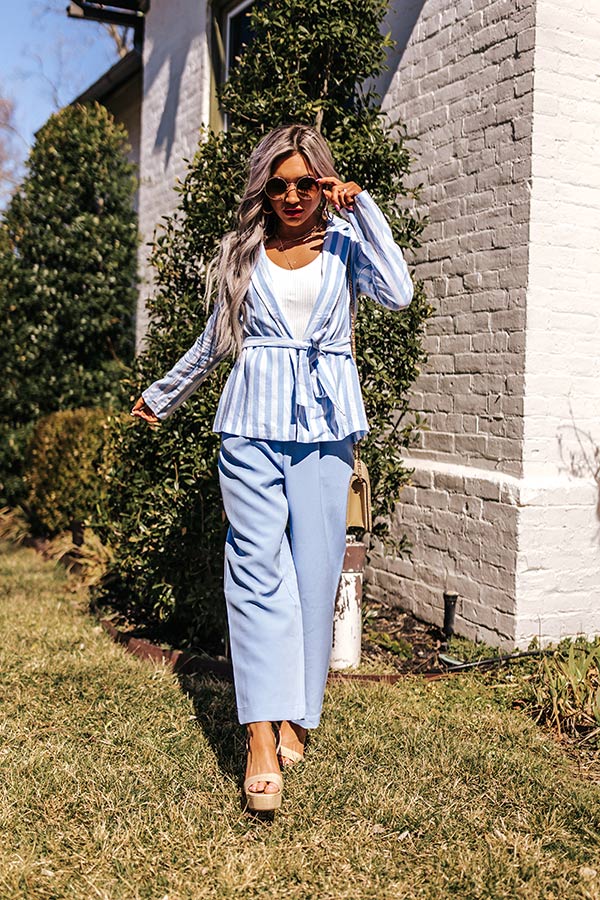 Hamptons Forever Stripe Blazer In Sky Blue - Image 3
