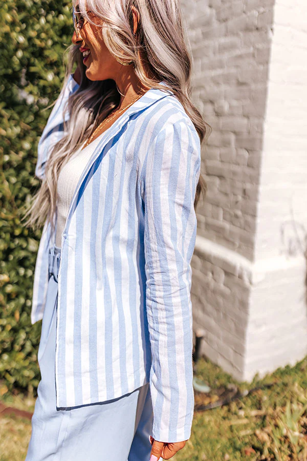 Hamptons Forever Stripe Blazer In Sky Blue - Image 5