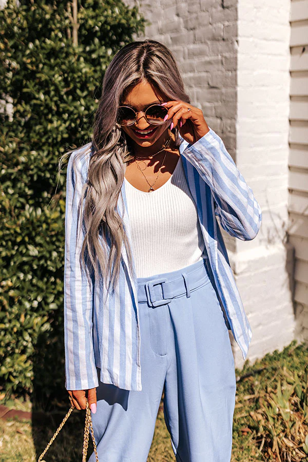Hamptons Forever Stripe Blazer In Sky Blue - Image 6