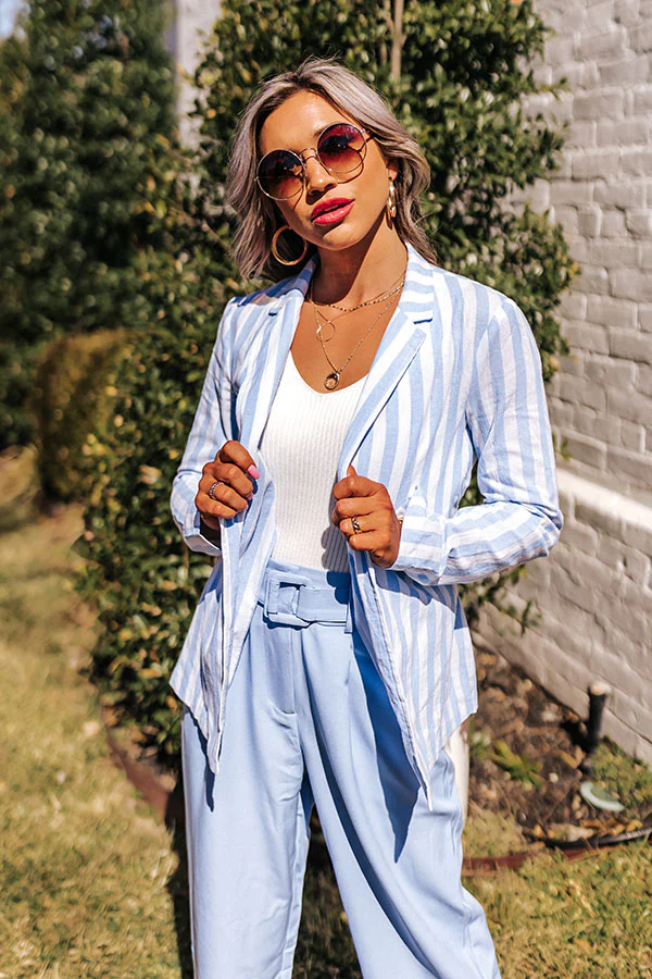 Hamptons Forever Stripe Blazer In Sky Blue - Image 7