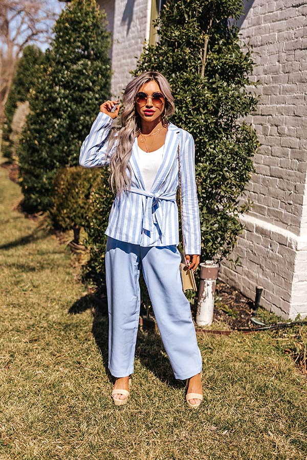 Hamptons Forever Stripe Blazer In Sky Blue - Image 8