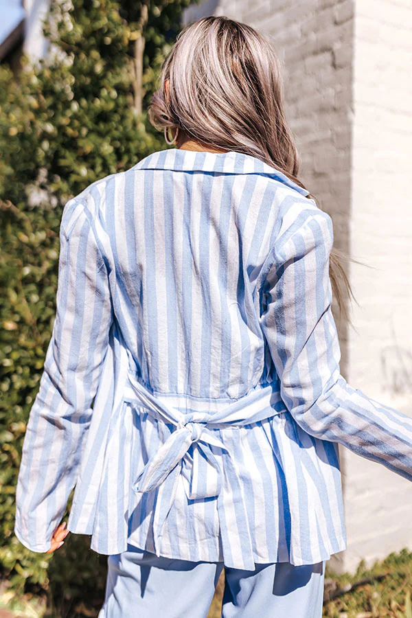 Hamptons Forever Stripe Blazer In Sky Blue - Image 9