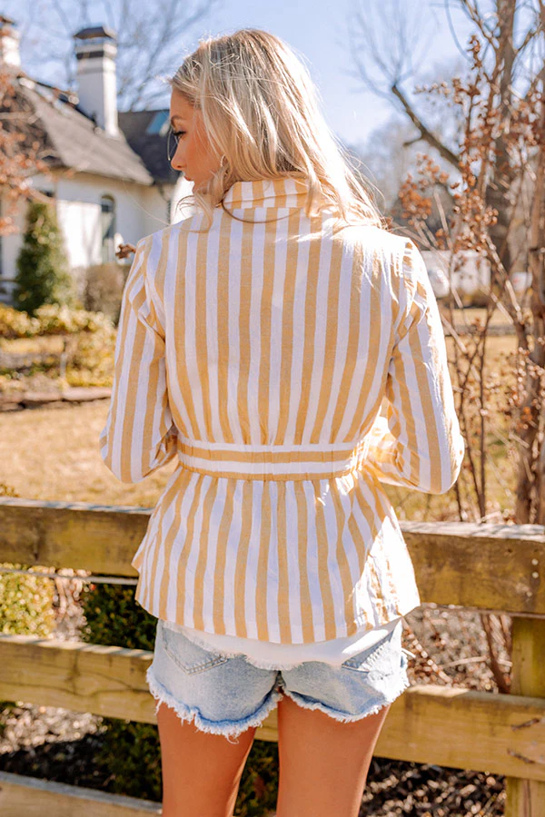 Hamptons Forever Stripe Blazer In Yellow - Image 5