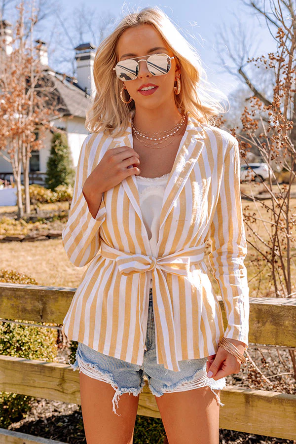Hamptons Forever Stripe Blazer In Yellow - Image 8