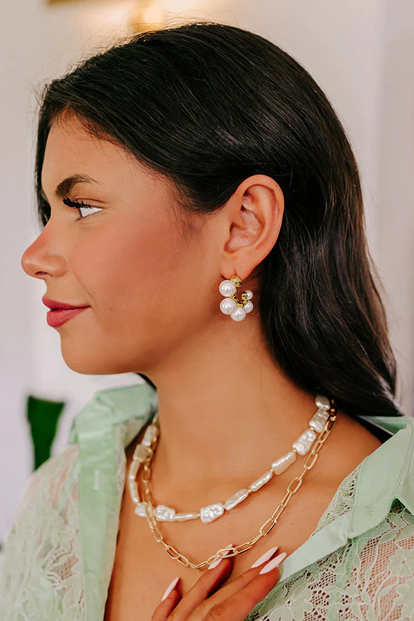 Happy Days Pearl Hoop Earrings - Image 2