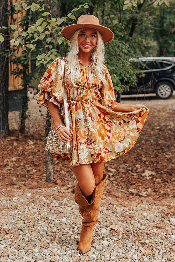 Happy Haven Floral Mini Dress in Olive - Image 5