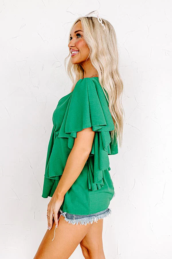 Happy Hideaway Babydoll Top In Green - Image 6