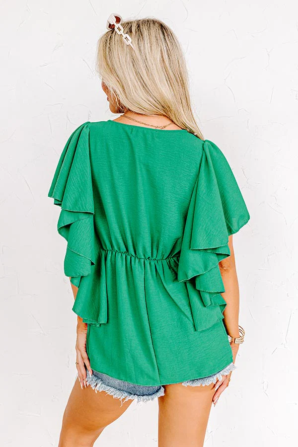 Happy Hideaway Babydoll Top In Green - Image 7