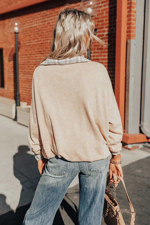 Happy Outlook Mineral Wash Sweatshirt In Iced Latte - Image 4