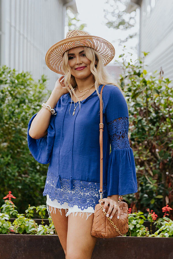 Haute Or Yacht Crochet Top In Royal Blue - Image 3