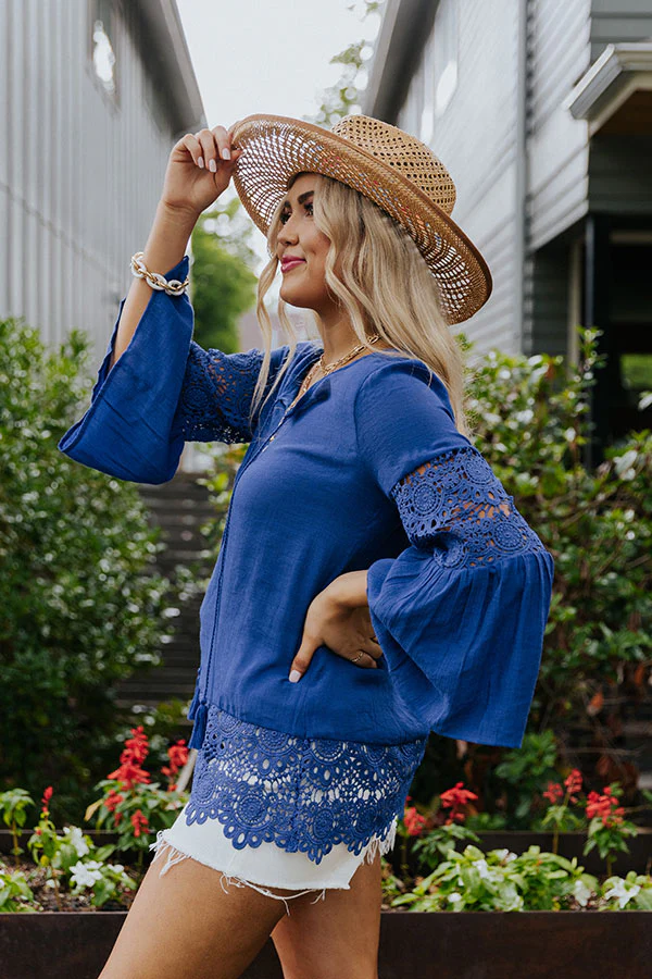 Haute Or Yacht Crochet Top In Royal Blue - Image 5