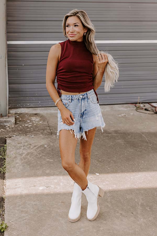 Have A Ball Ruched Side Top In Merlot - Image 8