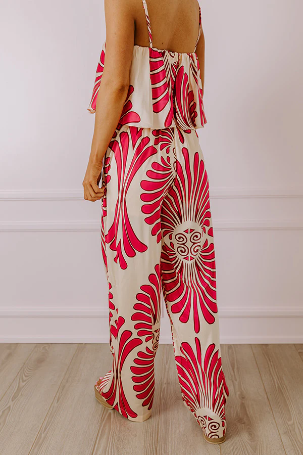 Hawaiian Paradise Satin High Waist Pants In Fuchsia - Image 3