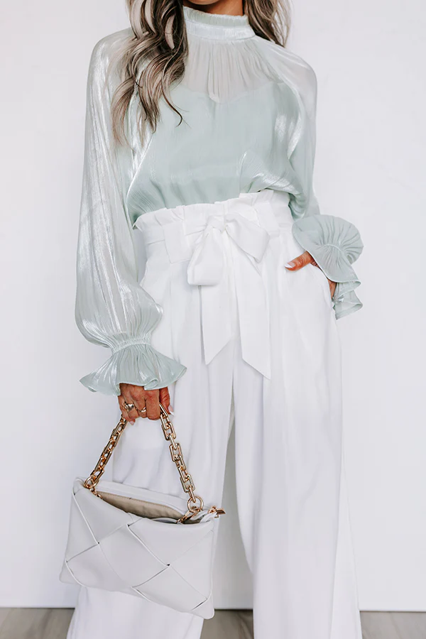 Hazelle High Waist Trousers In White - Image 3