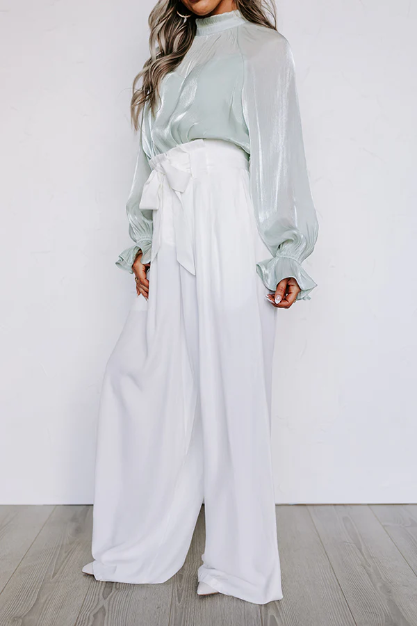 Hazelle High Waist Trousers In White - Image 4