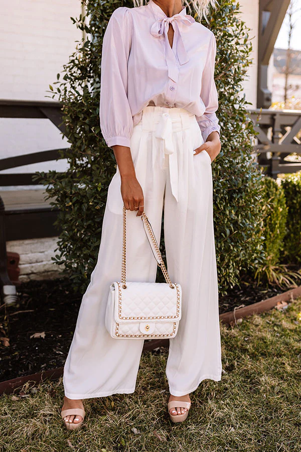 Hazelle High Waist Trousers In White - Image 6