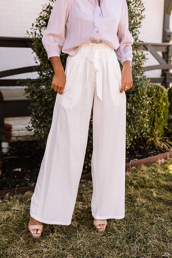 Hazelle High Waist Trousers In White - Image 8