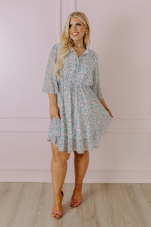 Headed Down Memory Lane Dress In Sky Blue Curves - Image 2
