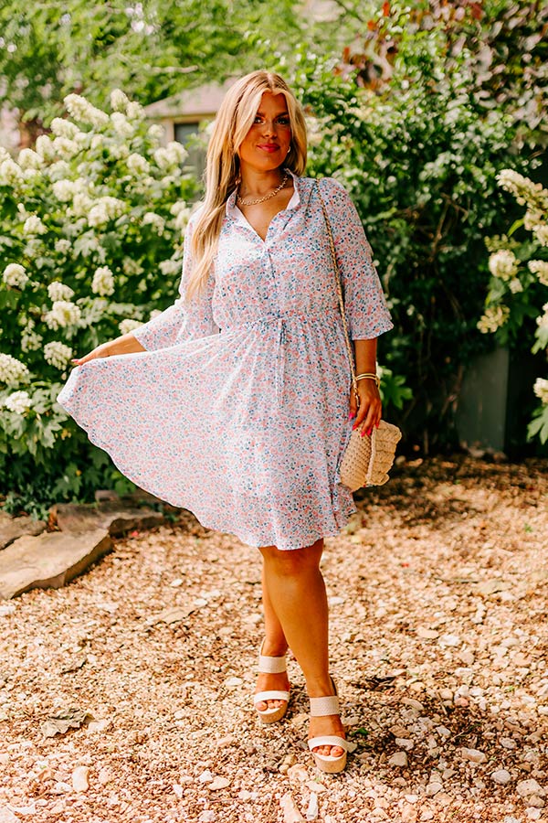 Headed Down Memory Lane Dress In Sky Blue Curves - Image 6
