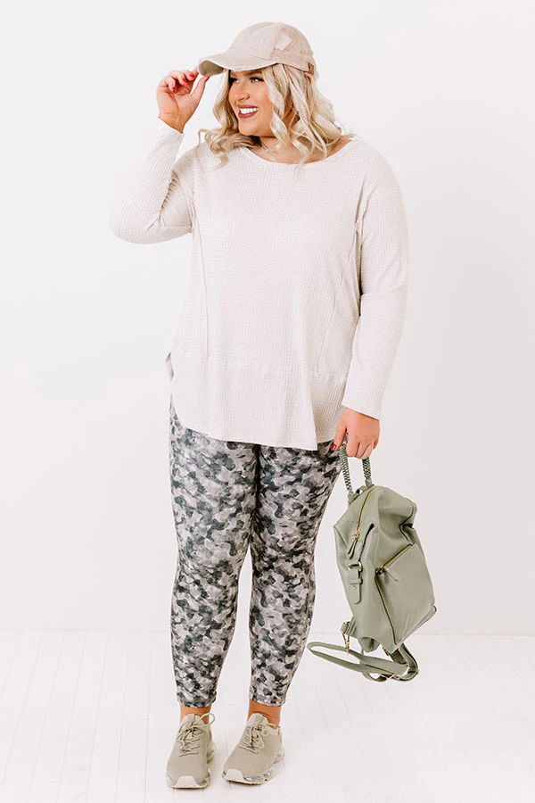 Heavenly Kiss Waffle Knit Top In Ivory Curves