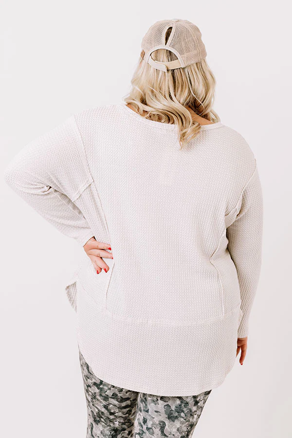 Heavenly Kiss Waffle Knit Top In Ivory Curves - Image 5
