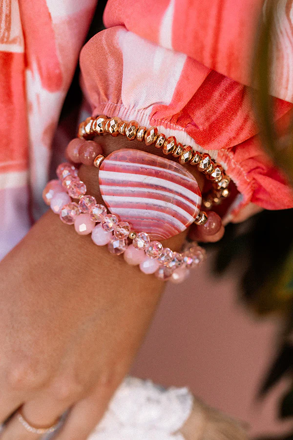 Here to Party Semi Precious Bracelet Set in Pink - Image 2