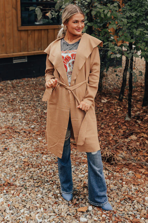 Hiding Out Light Weight Coat In Iced Mocha - Image 6