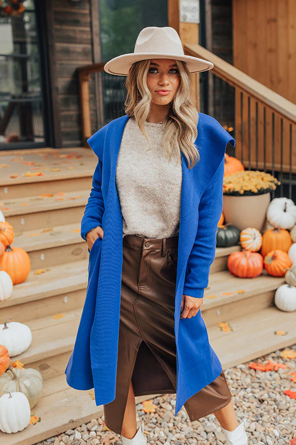 Hiding Out Light Weight Coat In Royal Blue - Image 2