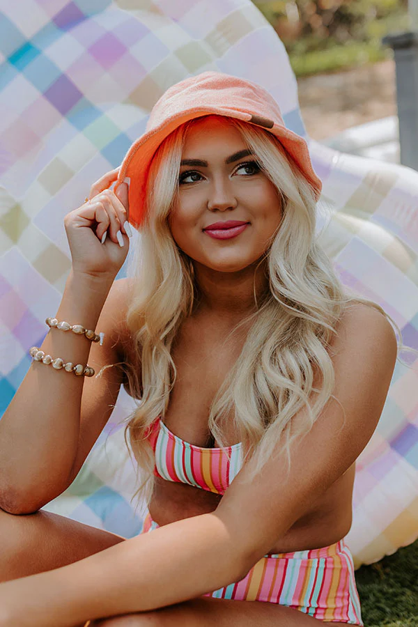 Hotter Than Ever Terry Cloth Bucket Hat In Orange - Image 2