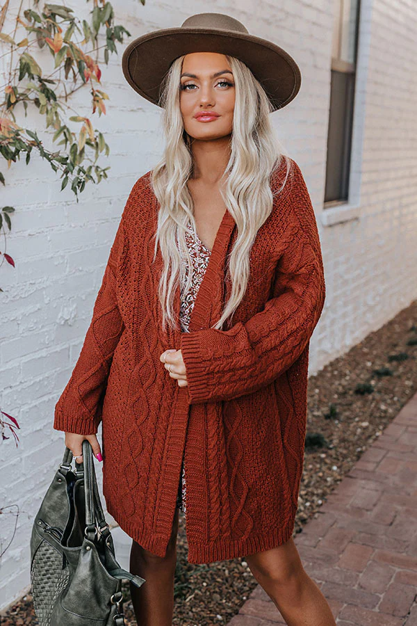 Iced Coffee Life Knit Cardigan In Rust - Image 2
