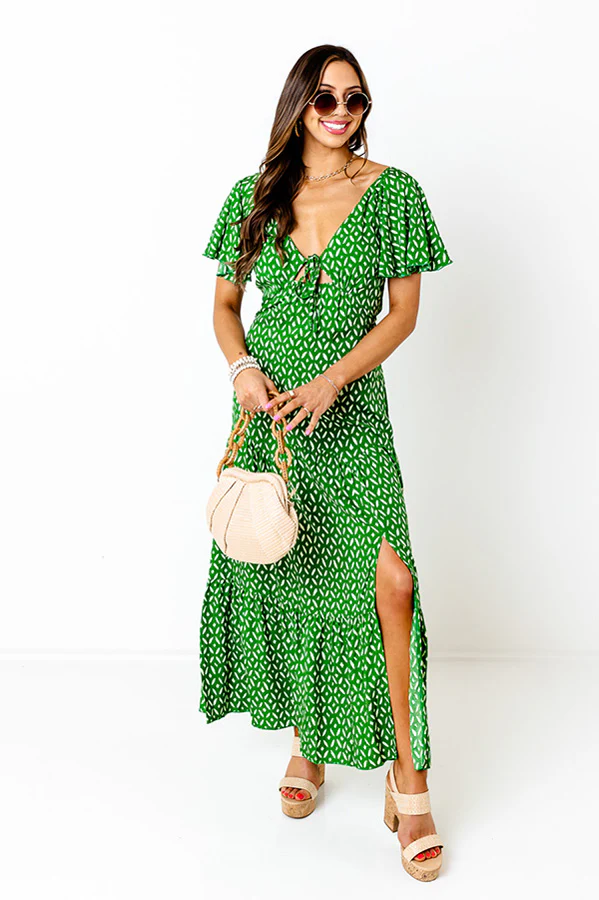 Iconic Crush Cut Out Maxi In Green - Image 4