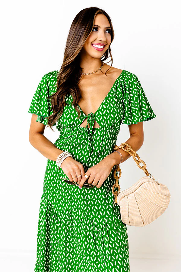 Iconic Crush Cut Out Maxi In Green - Image 5
