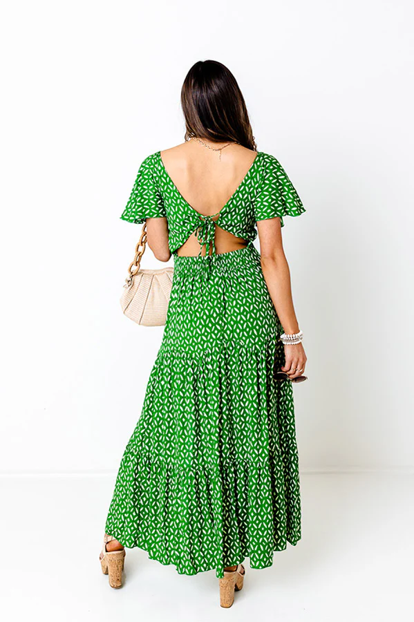 Iconic Crush Cut Out Maxi In Green - Image 6