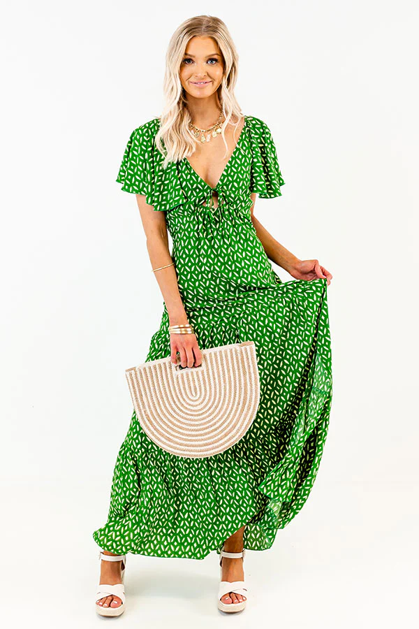 Iconic Crush Cut Out Maxi In Green - Image 7
