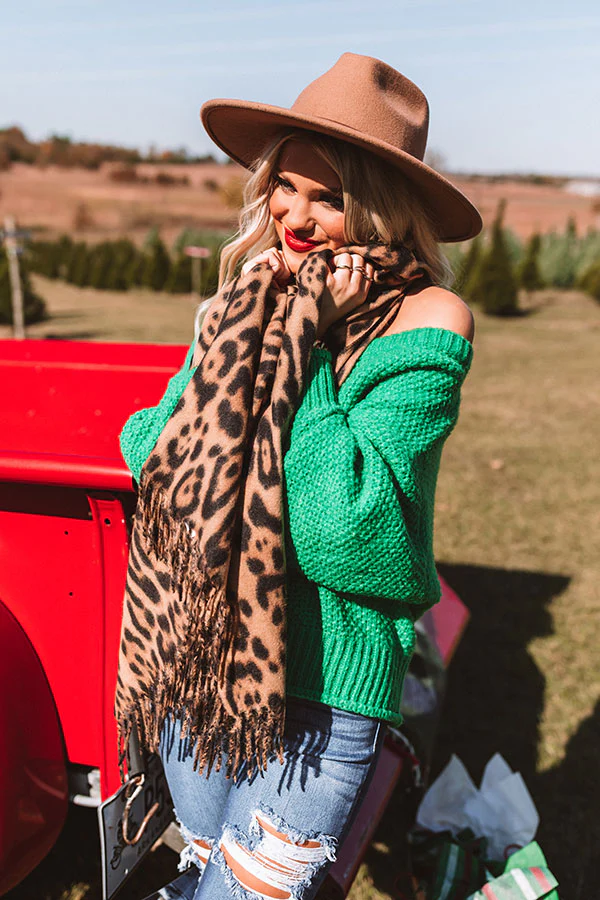 Infinitely Cozy Leopard Scarf in Camel - Image 5