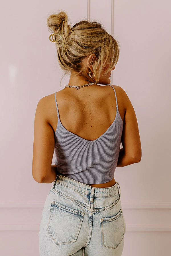 Inspiration On Overdrive Ribbed Crop Tank In Light Periwinkle - Image 3