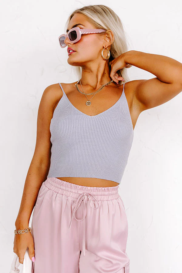Inspiration On Overdrive Ribbed Crop Tank In Light Periwinkle - Image 4
