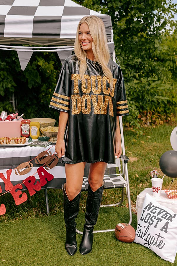 It's A Touch Down Faux Leather Mini Dress in Black - Image 2
