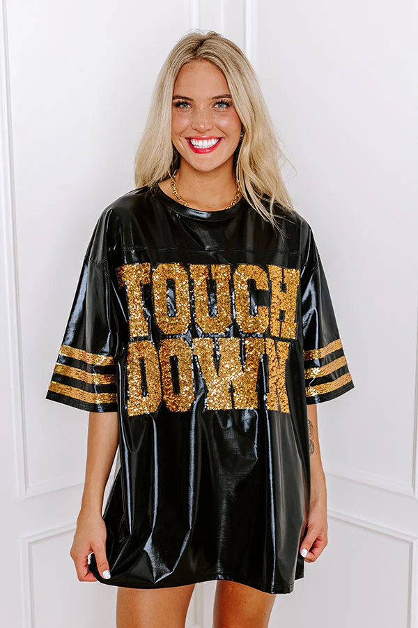 It's A Touch Down Faux Leather Mini Dress in Black - Image 3