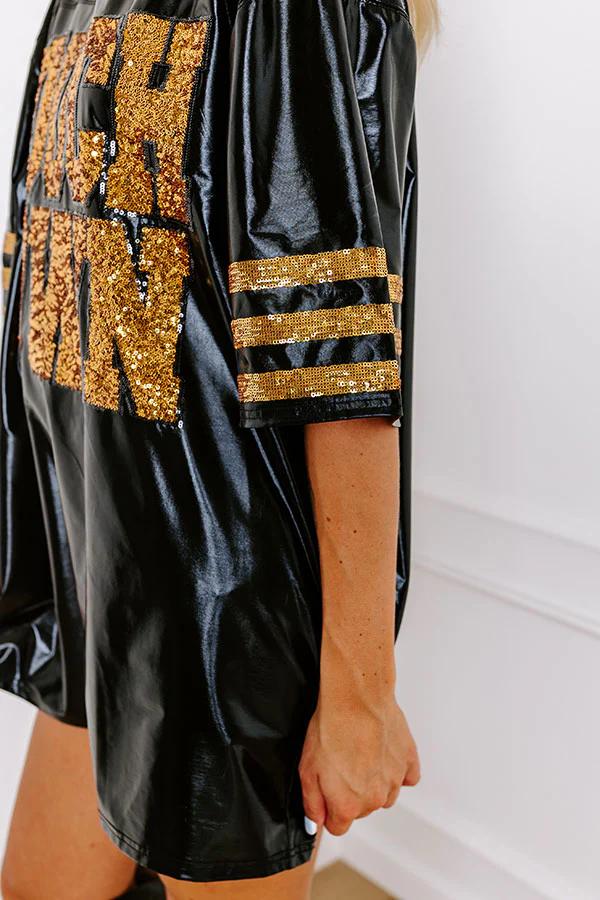 It's A Touch Down Faux Leather Mini Dress in Black - Image 6