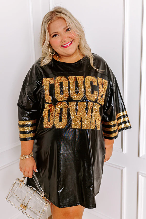 It's A Touch Down Faux Leather Mini Dress in Black Curves - Image 7